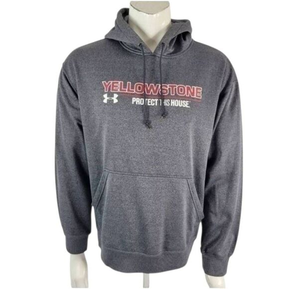 Under Armour Yellowstone Hoodie Men’s Medium Gray Pullover Sweatshirt Logo - Picture 1 of 5